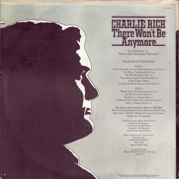 Release: There Won't Be Anymore-Vinyl-US-1974-APL1-0433-22524686