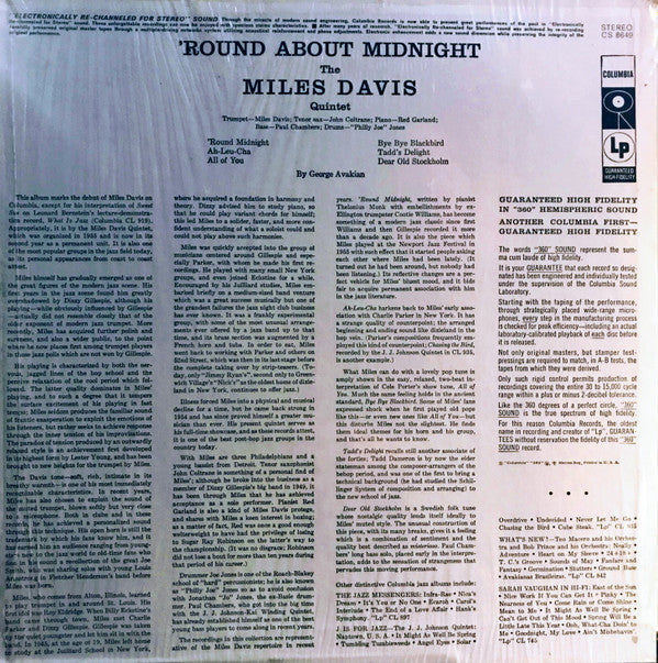 Release: 'Round About Midnight-Vinyl-US-1972-CS 8649-13070284