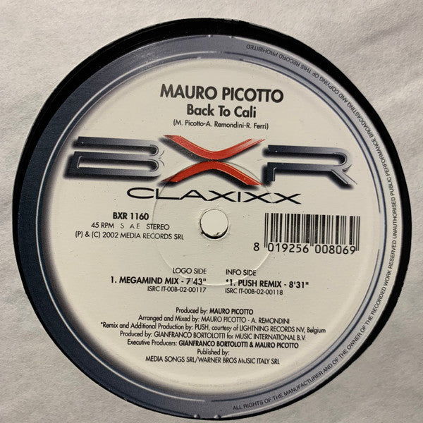 Master Release: Back To Cali by Mauro Picotto