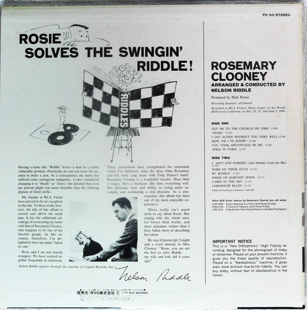 Release: Rosie Solves The Swingin' Riddle!-Vinyl-Japan-1977-PG-53-13472068