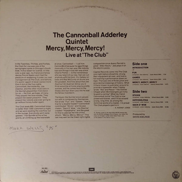 Release: Mercy, Mercy, Mercy! - Live At "The Club"-Vinyl-US-1976-SM-2663-12050844