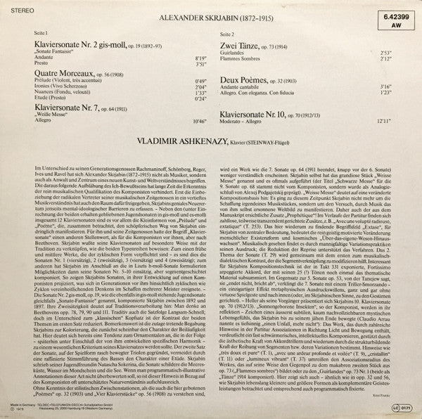 Master Release: Piano Sonatas (No.2 "Sonata Fantasy" ∙ No.7 "White Mass" ∙ No.10 Op.70 / Quatre Morceaux Op.56 ∙ Deux Poèmes Op.32 ∙ Two Dances Op.73) by Alexander Scriabine