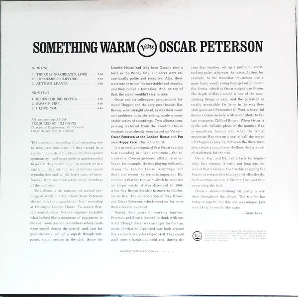 Master Release: Something Warm by Oscar Peterson