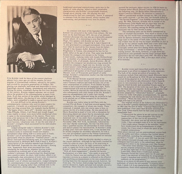 Master Release: Kreisler Plays Kreisler by Fritz Kreisler