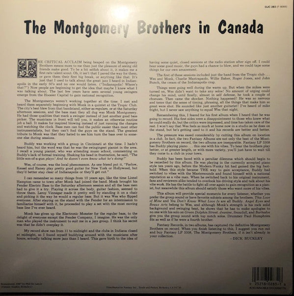 Release: The Montgomery Brothers In Canada-Vinyl-US-1987-3323, OJC-283, F-8066-20062258