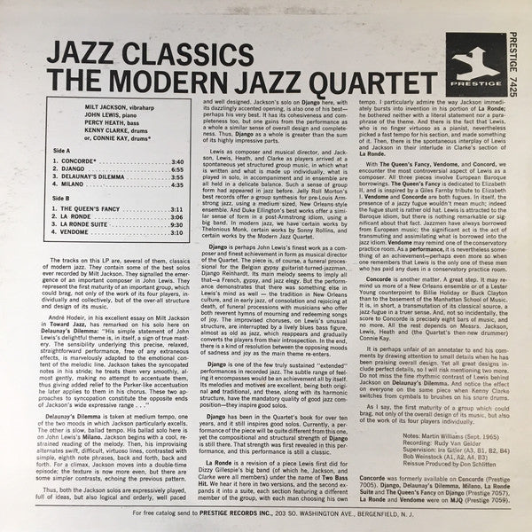 Master Release: The Modern Jazz Quartet Plays Jazz Classics by The Modern Jazz Quartet