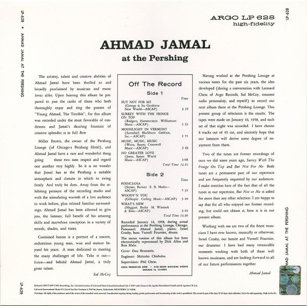 Ahmad Jamal At The Pershing