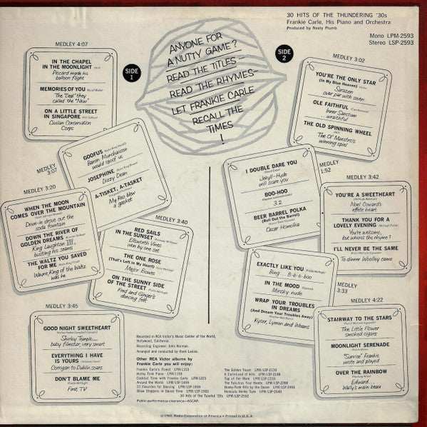 Release: 30 Hits Of The Thundering '30s-Vinyl-US-1963-LSP-2593, LSP 2593-11074378