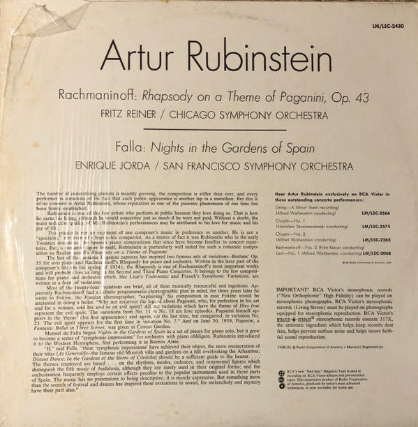Rhapsody On A Theme Of Paganini / Nights In The Gardens Of Spain