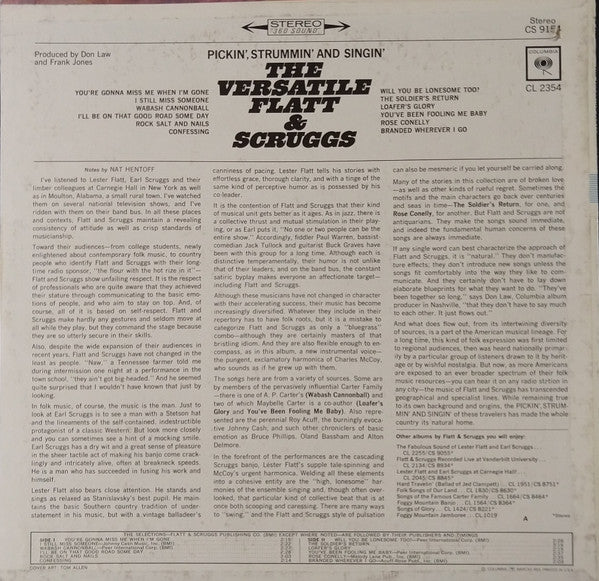 Release: The Versatile Flatt & Scruggs: Pickin', Strummin' And Singin'-Vinyl-US-1965-CS 9154-25666354