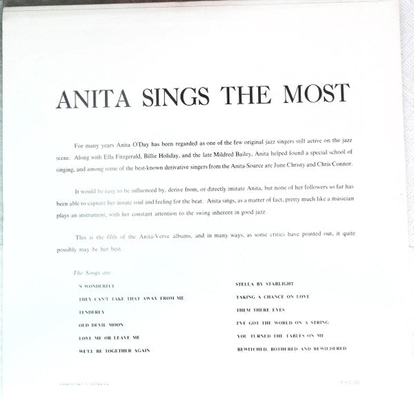 Master Release: Anita Sings The Most by Anita O'Day
