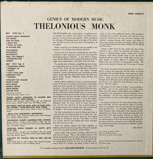 Release: Genius Of Modern Music-Vinyl-US-1959-1510-24303191