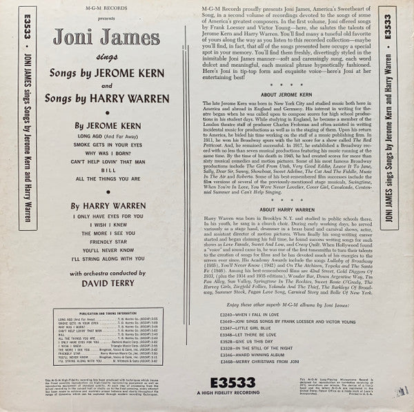 Master Release: Sings Songs By Jerome Kern And Songs By Harry Warren by Joni James
