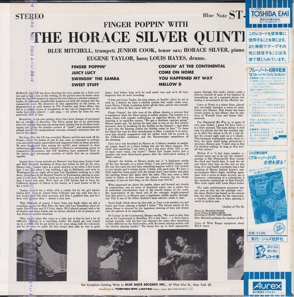 Release: Finger Poppin' With The Horace Silver Quintet-Vinyl-Japan-1984-BNJ 71022, BST 84008-9580663