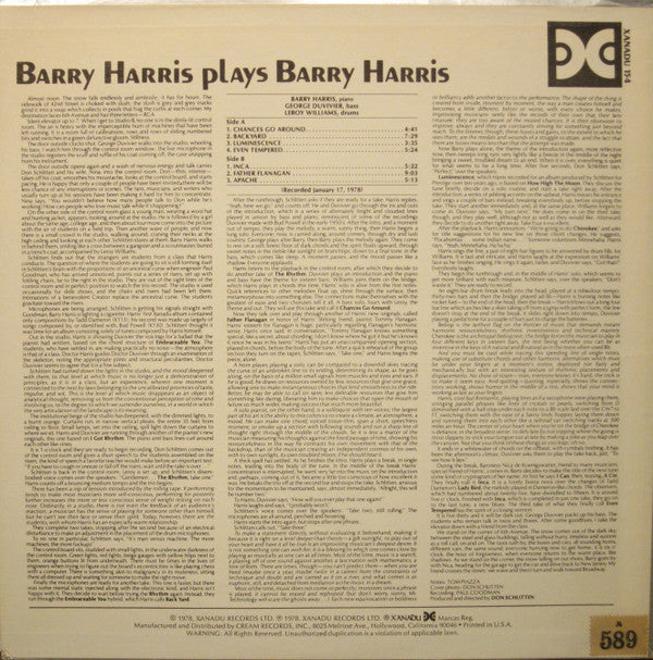 Master Release: Barry Harris Plays Barry Harris by Barry Harris (2)
