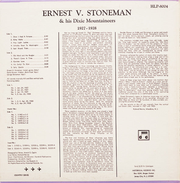 Ernest V. Stoneman And His Dixie Mountaineers 1927-1928