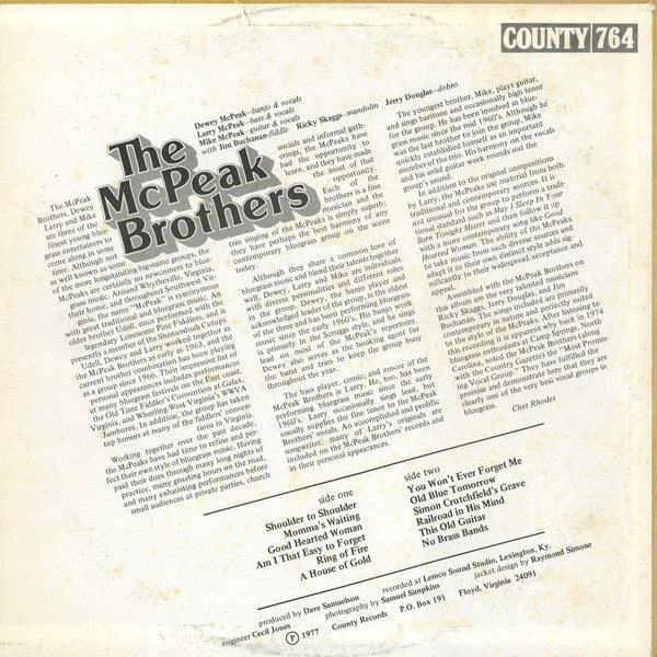 Release: The McPeak Brothers-Vinyl-US-1977-County 764-4341625