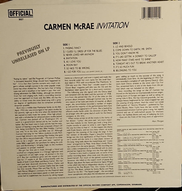 Master Release: Invitation by Carmen McRae