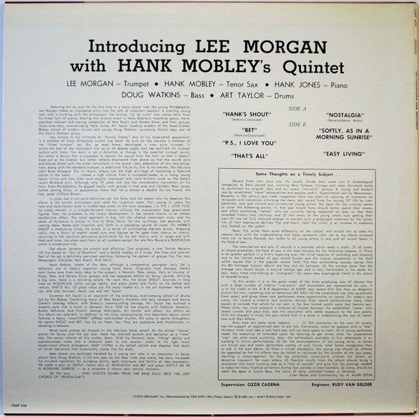 Release: Introducing Lee Morgan-Vinyl-Japan-1976-15AP 219(SY)-8356505
