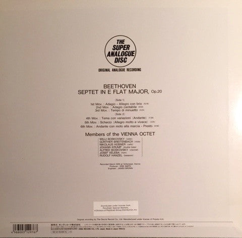Release: Septet Op.20-Vinyl-Japan-1992-KIJC 9111-8076501