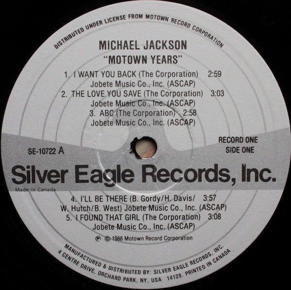 Release: The Motown Years ...His Greatest Hits-Vinyl-Canada-1988-SE-10723-3808921