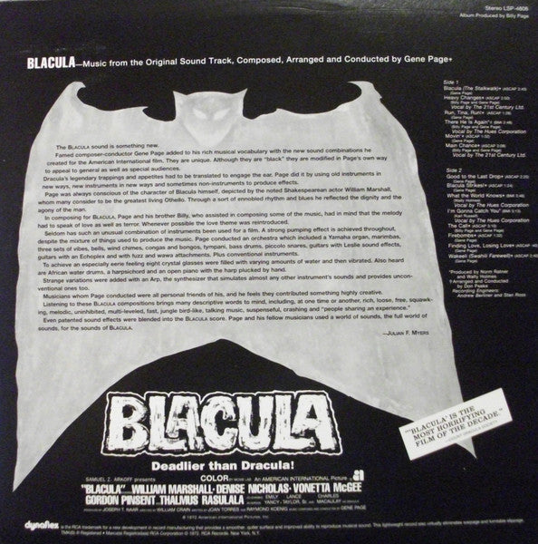 Master Release: Blacula (Music From The Original Soundtrack) by Gene Page