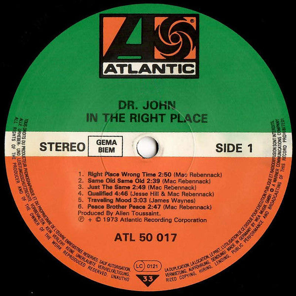Master Release: In The Right Place by Dr. John