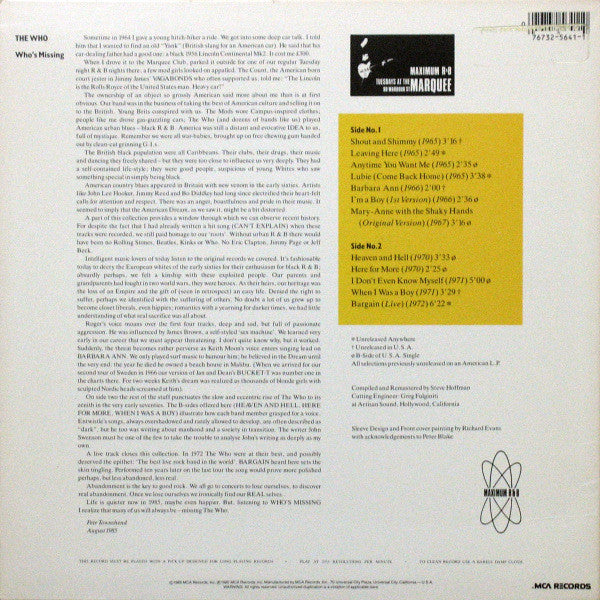 Release: Who's Missing-Vinyl-US-1985-MCA-5641-6580287