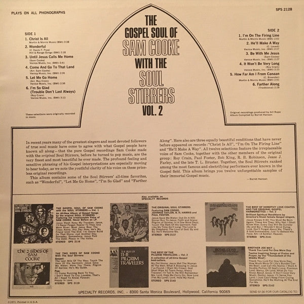 The Gospel Soul Of Sam Cooke With The Soul Stirrers Vol. 2