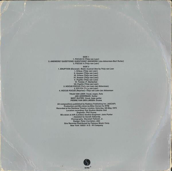 Release: Focus At The Rainbow-Vinyl-US-1973-SAS-7408-1017970