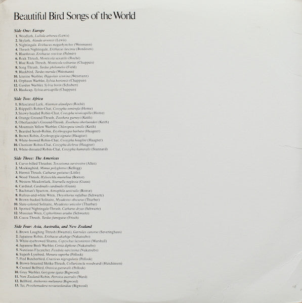 Release: Beautiful Bird Songs Of The World-Vinyl-US-None-NAS 1000-7359759
