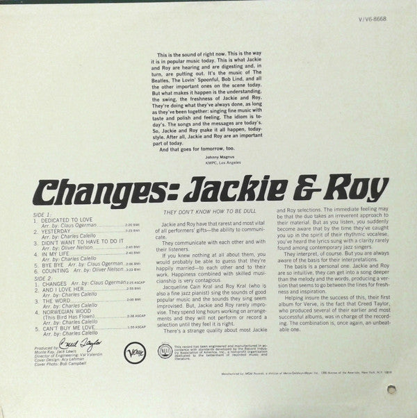 Master Release: Changes by Jackie & Roy