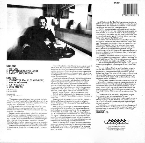 Release: Can't Stand Noise-Vinyl-UK-1986-CR 30250-3464838