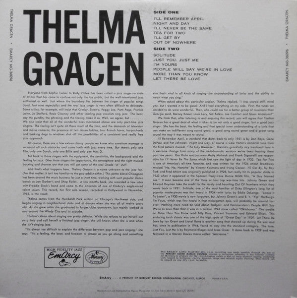 Release: Thelma Gracen-Vinyl-Japan-1976-SJ-19613, MG-36096-7263557