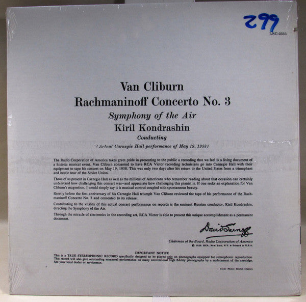 Release: Concerto No. 3-Vinyl-US-1959-LSC-2355-4011664