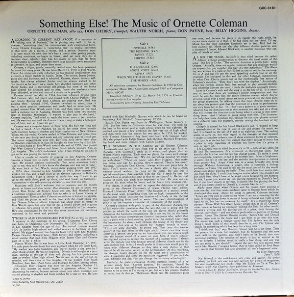 Something Else! The Music Of Ornette Coleman