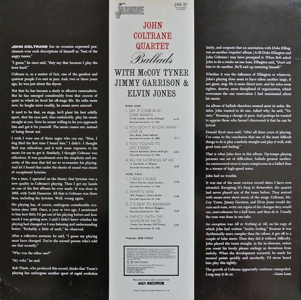 Release: Ballads-Vinyl-UK-None-JAS 37, JAS 37-1403678
