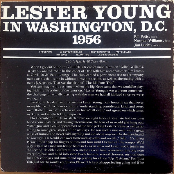 Master Release: "Pres" – In Washington, D.C. 1956 by Lester Young