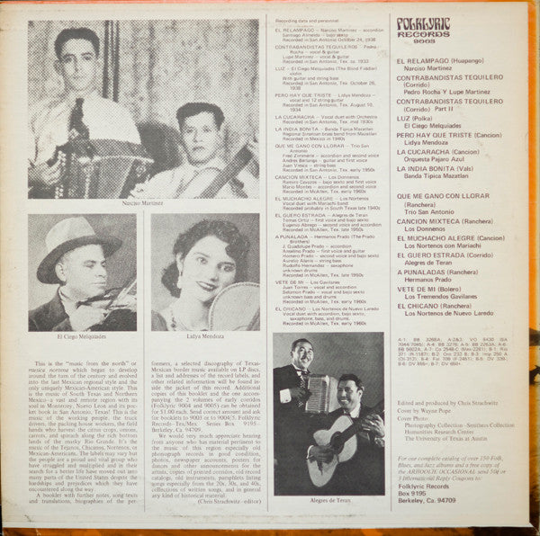 Master Release: Texas-Mexican Border Music Vol. 1 - An Introduction 1930-1960 by Various