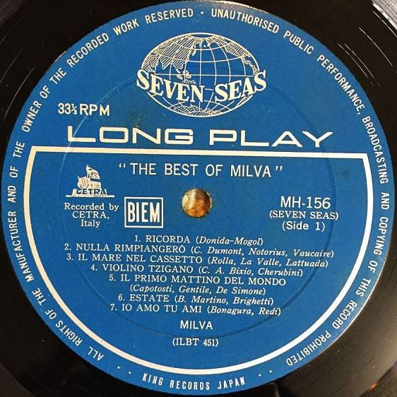 Release: The Best Of Milva-Vinyl-Japan-1964-MH-156, MH 156-6980943