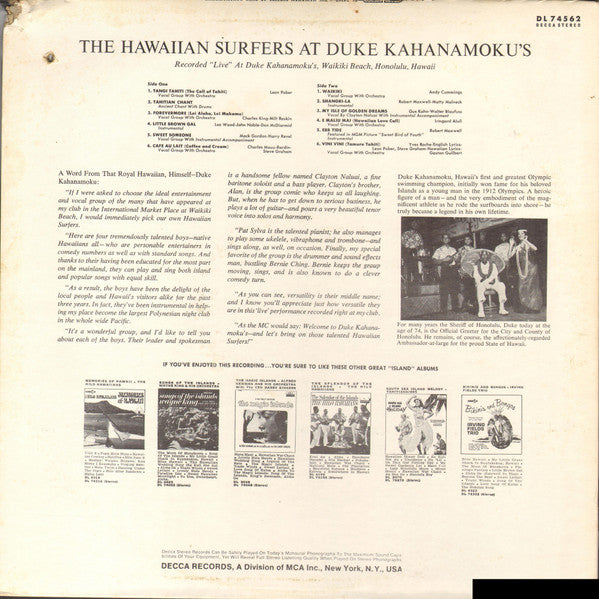 Master Release: The Hawaiian Surfers At Duke Kahanamoku's by The Hawaiian Surfers