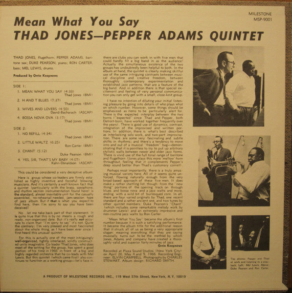 Release: Mean What You Say-Vinyl-US-1966-MSP 9001-3481053