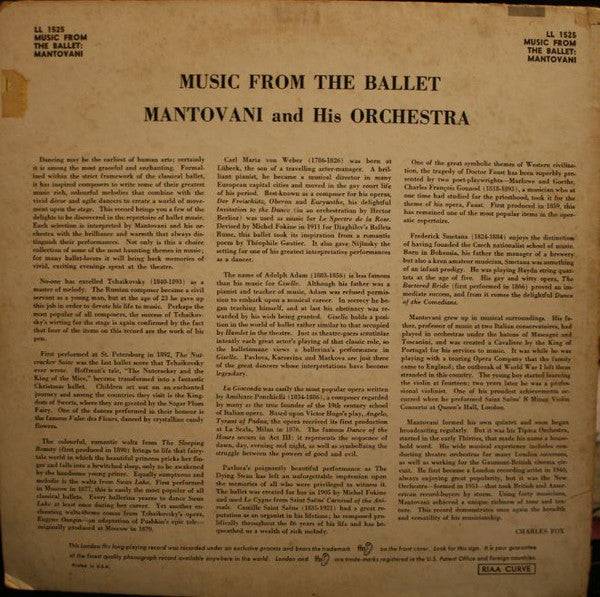 Master Release: An Album Of Ballet Melodies by Mantovani And His Orchestra
