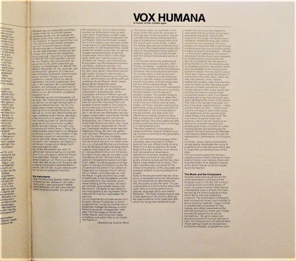 Vox Humana - Vokalmusik Aus Dem Mittelalter