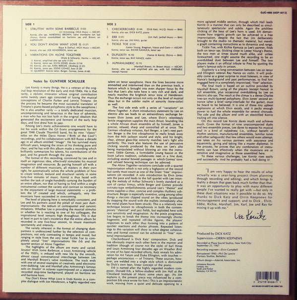 Release: The Lee Konitz Duets-Vinyl-US-1990-OJC-466, MSP-9013-6407678
