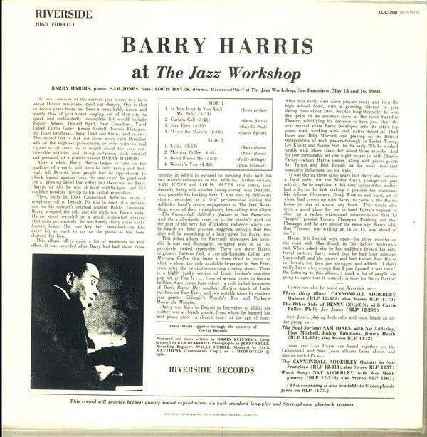 Release: At The Jazz Workshop-Vinyl-US-1985-OJC-208, RLP-1177-3785603