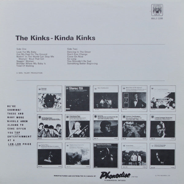 Release: Kinda Kinks-Vinyl-Canada-None-MALS 1100-3626235