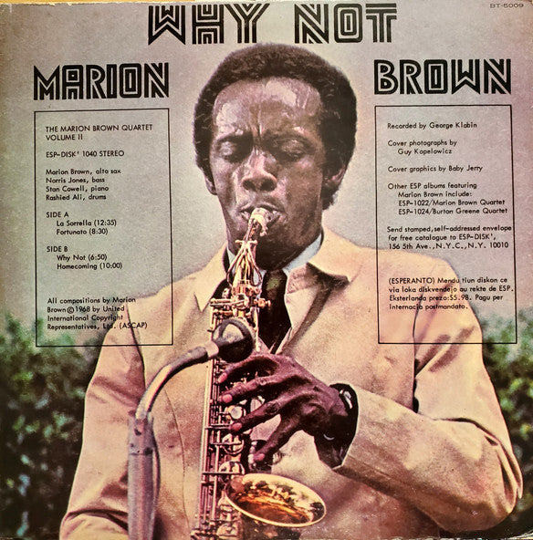 Master Release: Why Not by Marion Brown Quartet
