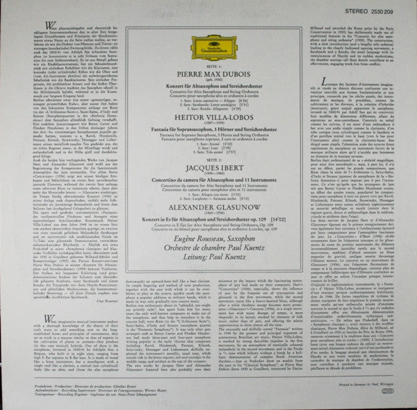 Master Release: Saxophonkonzerte = Concertos For Saxophone by Pierre-Max Dubois