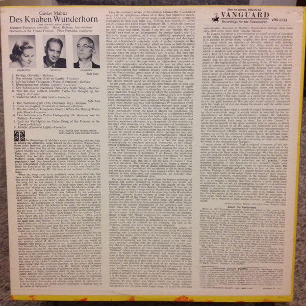 Release: Des Knaben Wunderhorn (Le Cor Merveilleux De L'Enfant)-Vinyl-US-1963-VRS-1113-7472797